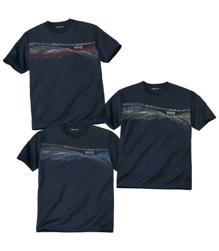 Pack of 3 Men's Sports Print T-Shirts - Navy