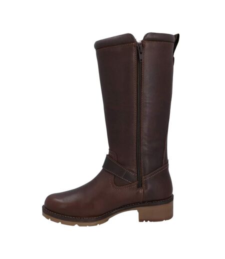 Womens/ladies Iona Tall Leather Knee-high Boots Brown Hunter