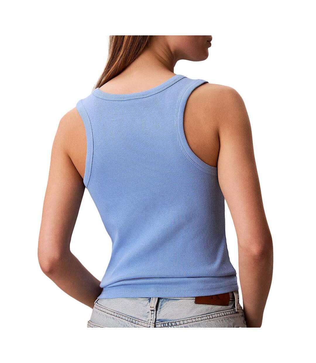Débardeur bleu femme calvin klein jeans a woven label-2