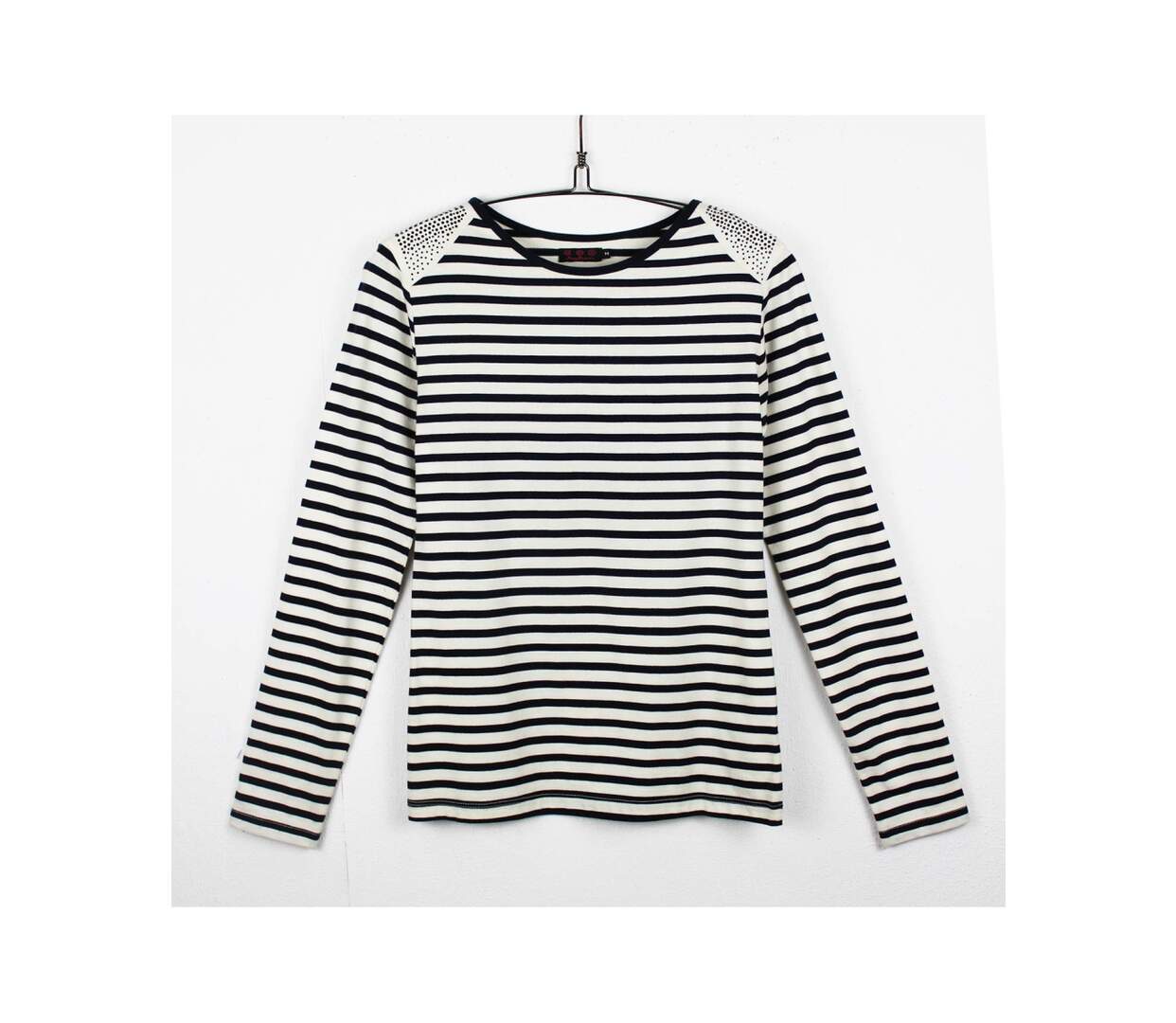 MAYFLOWER - TF190E - Tee-shirt femme manches longues rayé avec clous fantaisie-5