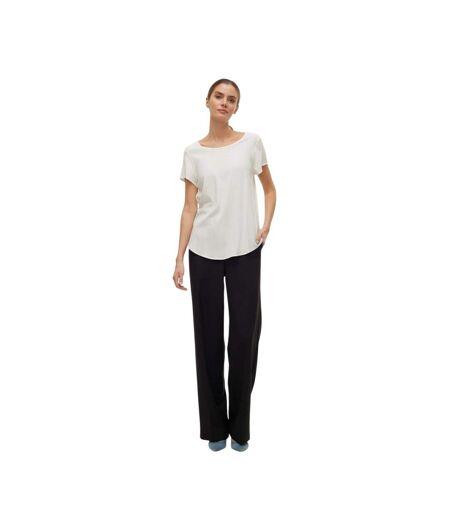Womens/ladies Bella Scoop Neck Regular T-shirt Snow White Vero Moda