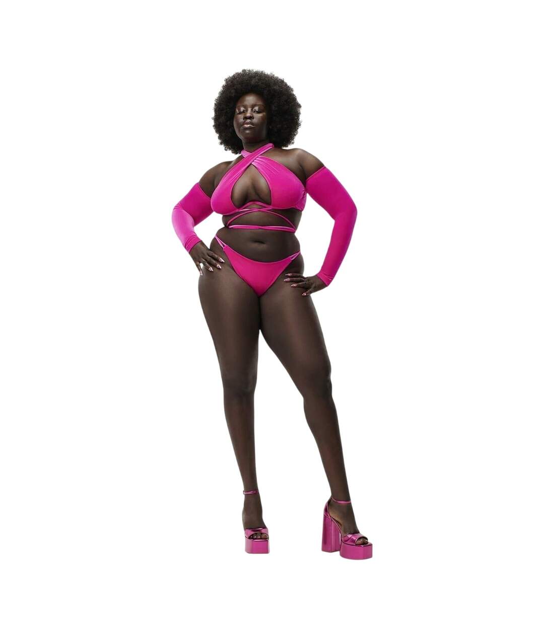 Womens/ladies Ivy Park Criss-cross High Leg Bikini Bottoms Pink Adidas-1