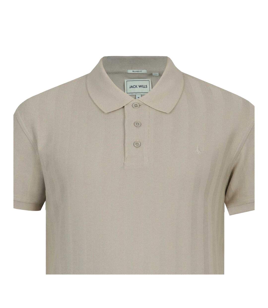 Mens Herringbone Cotton Polo Shirt Beige Jack Wills-3