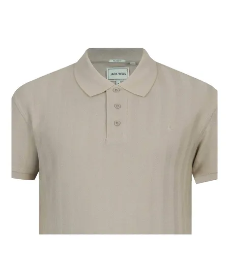 Mens Herringbone Cotton Polo Shirt Beige Jack Wills