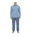 Ensemble Pyjama long homme en popeline à carreaux et Logo poitrine Pierre Cardin-1