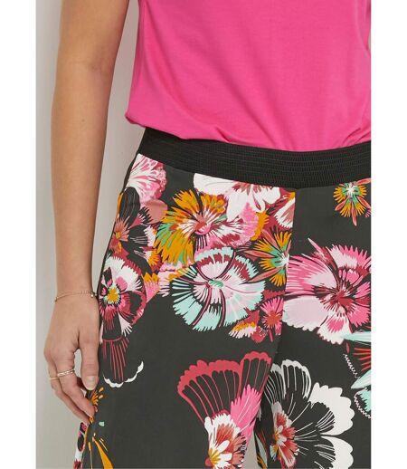 Pantalon large en stretch imprimé fleuri