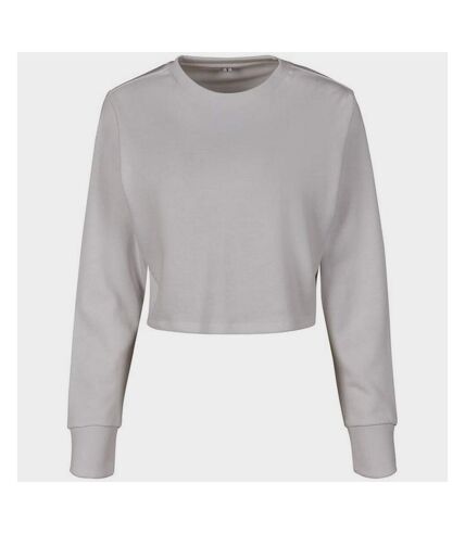 Build Your Brand Womens/Ladies Terrycloth Crop Sweatshirt (White) - UTRW8977