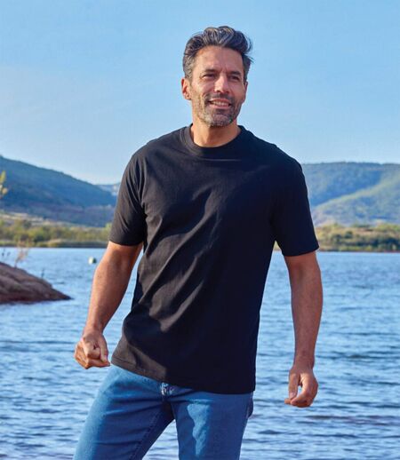 4er-Pack einfarbige T-Shirts in Schwarz