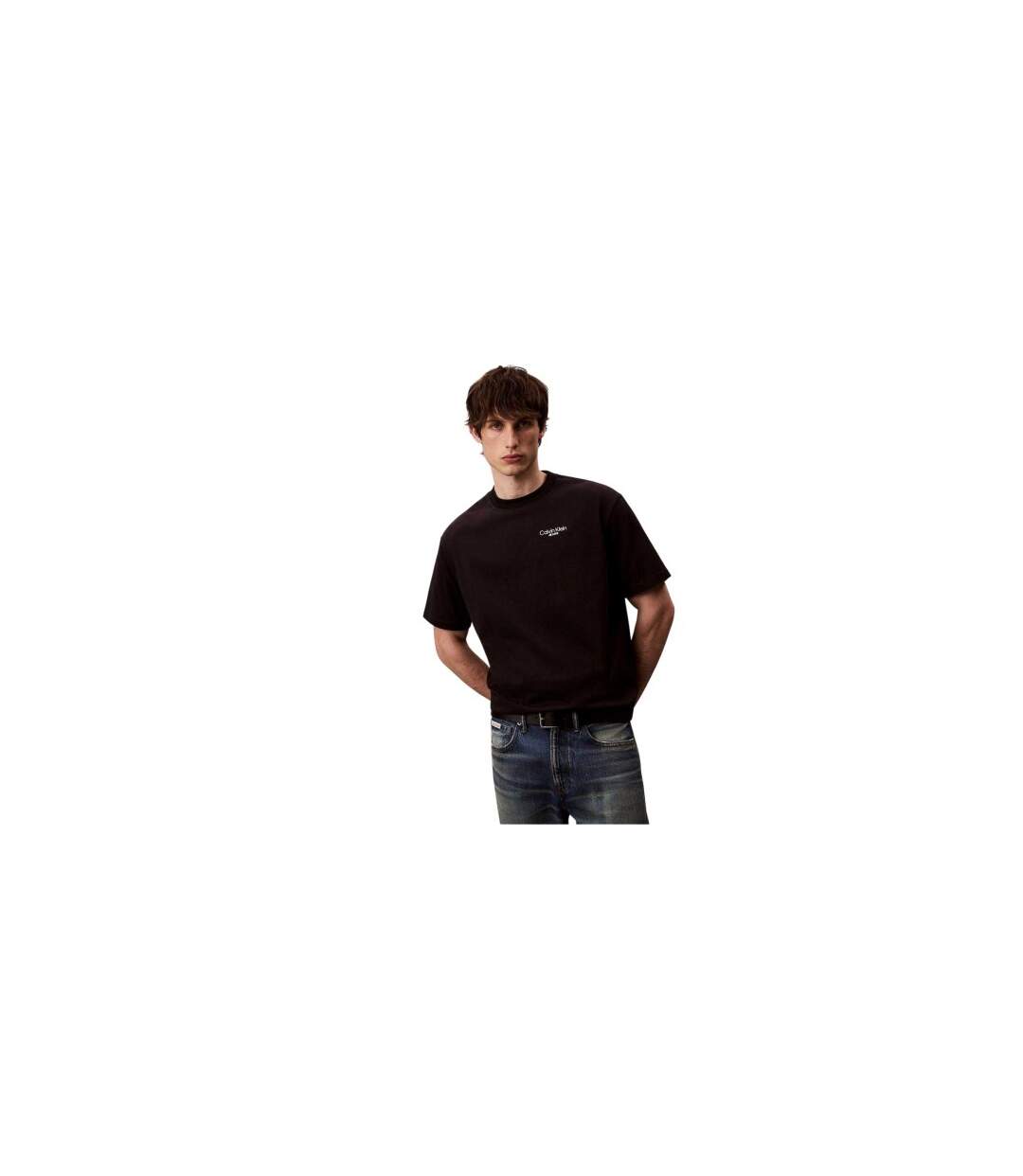 Mens Back Print Logo Regular T-shirt Black Calvin Klein-1