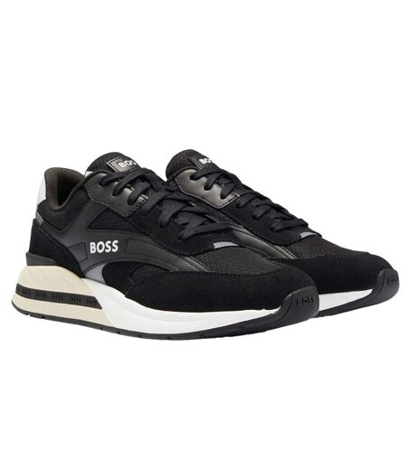 Mens Kurt Leather Running Trainers Black Boss