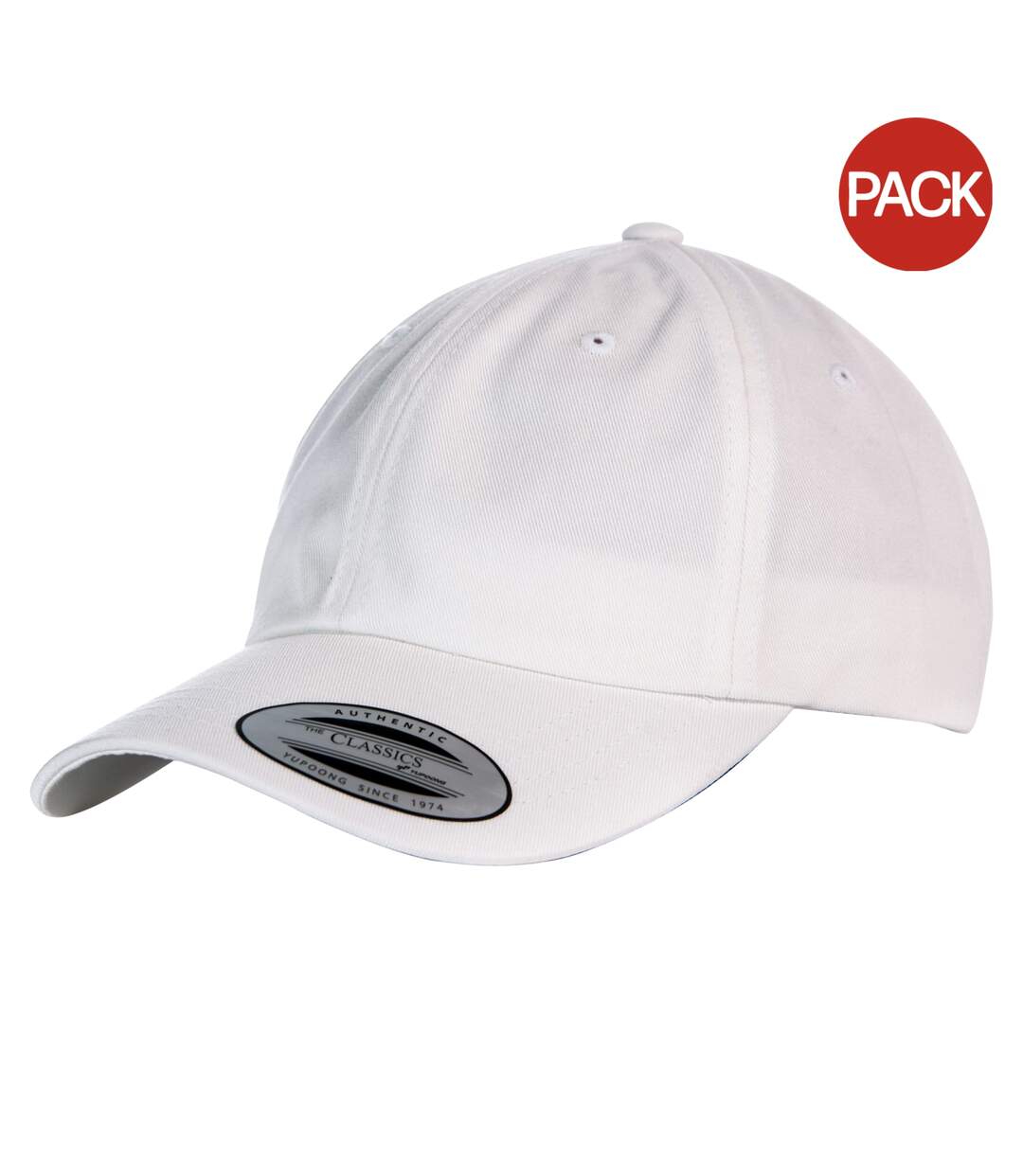 Lot de 2  casquettes de baseball adulte blanc Yupoong