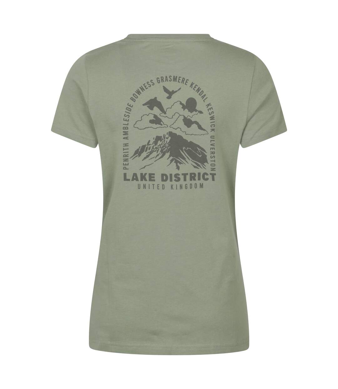 Womens/ladies lake district sunset t-shirt khaki green Mountain Warehouse-2