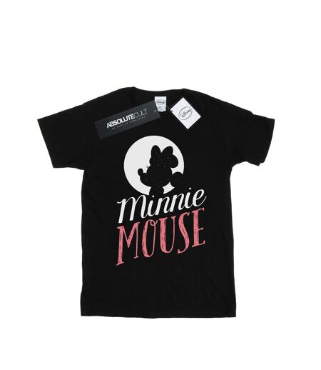 Disney Femmes/Ladies Minnie Mouse Moon Silhouette Coton Boyfriend T-Shirt (Noir) - UTBI36275