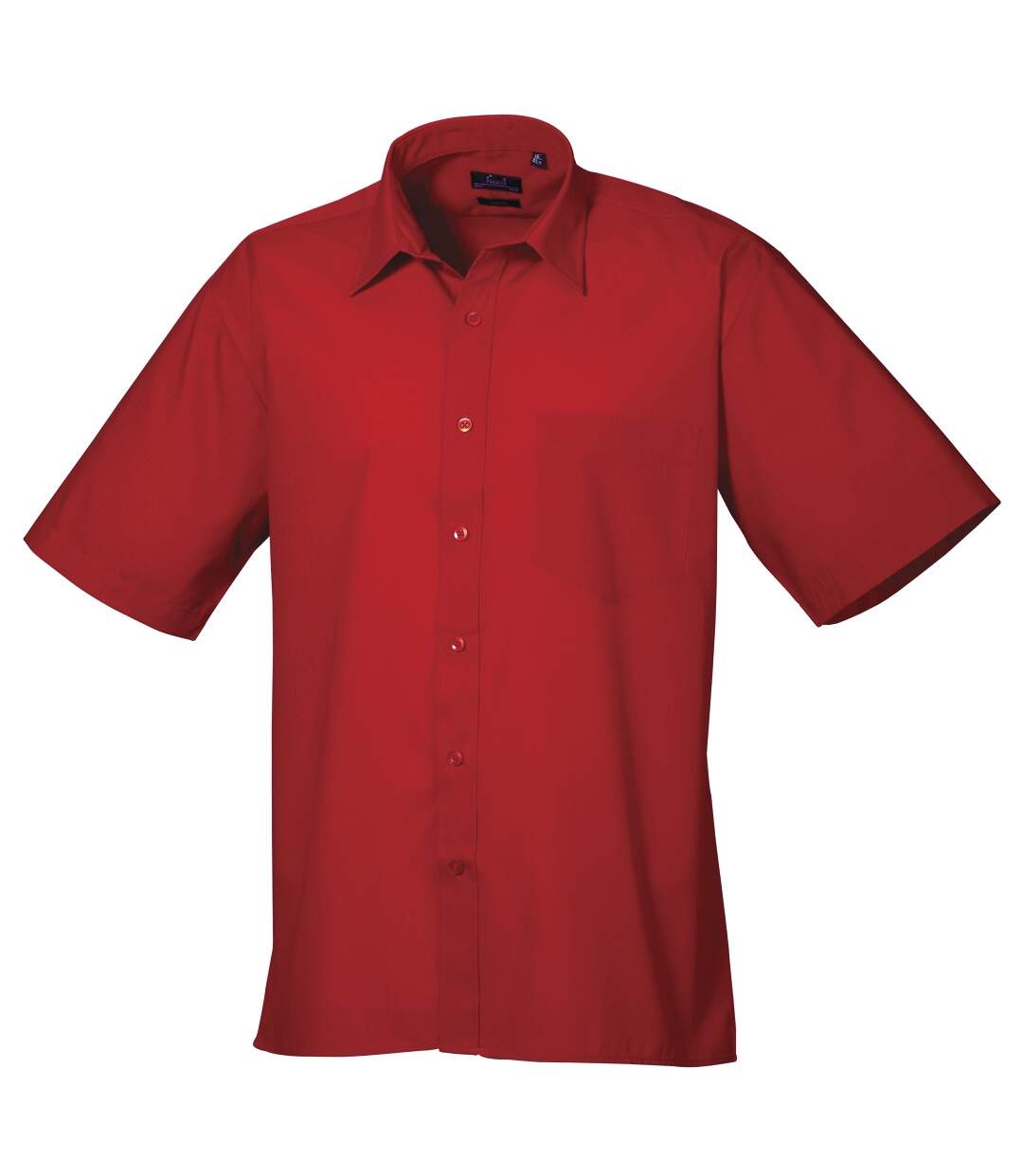 Mens short sleeve formal poplin plain work shirt red Premier