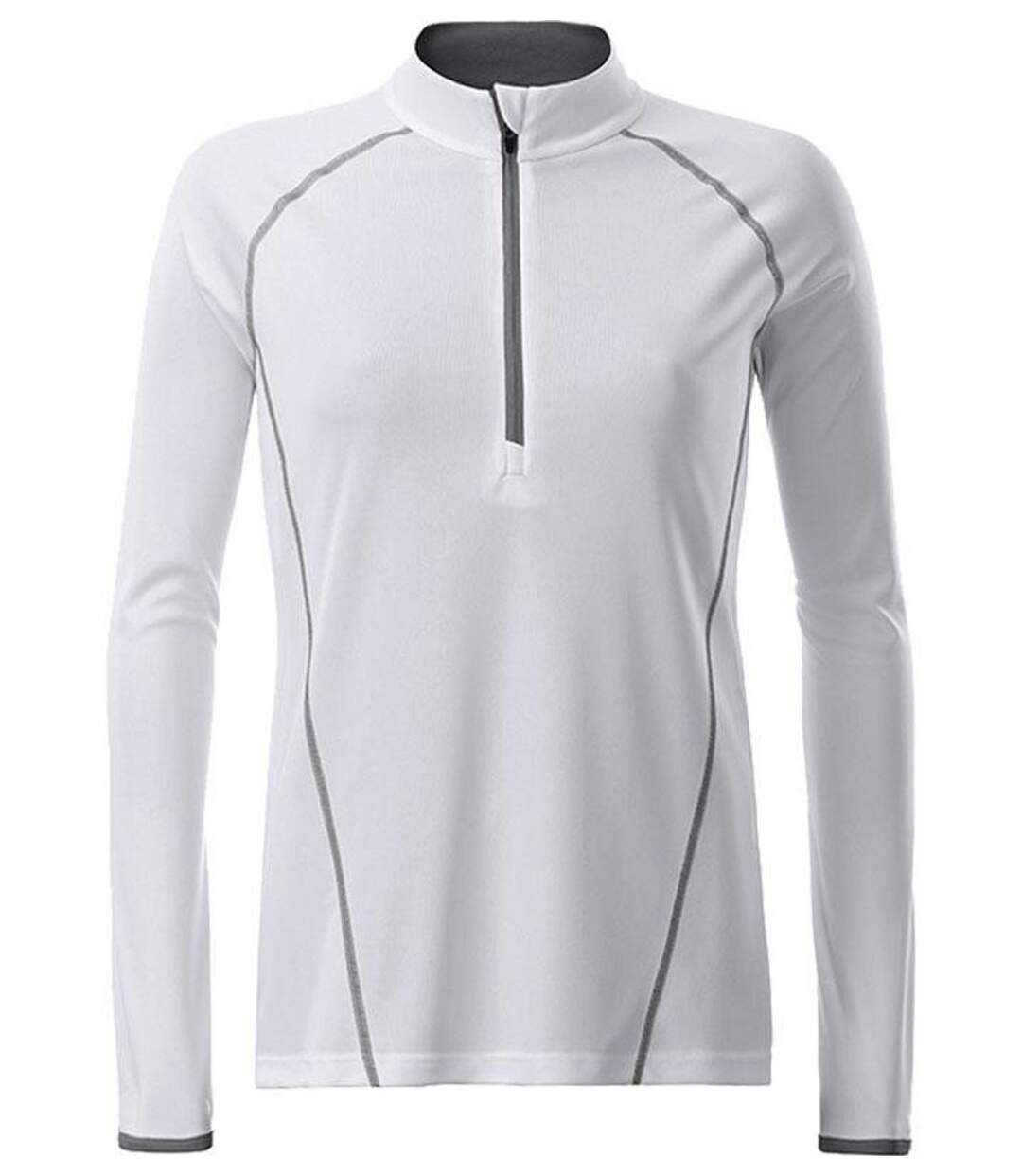 Maillot running respirant manches longues - Femme - JN497 - blanc et gris-1