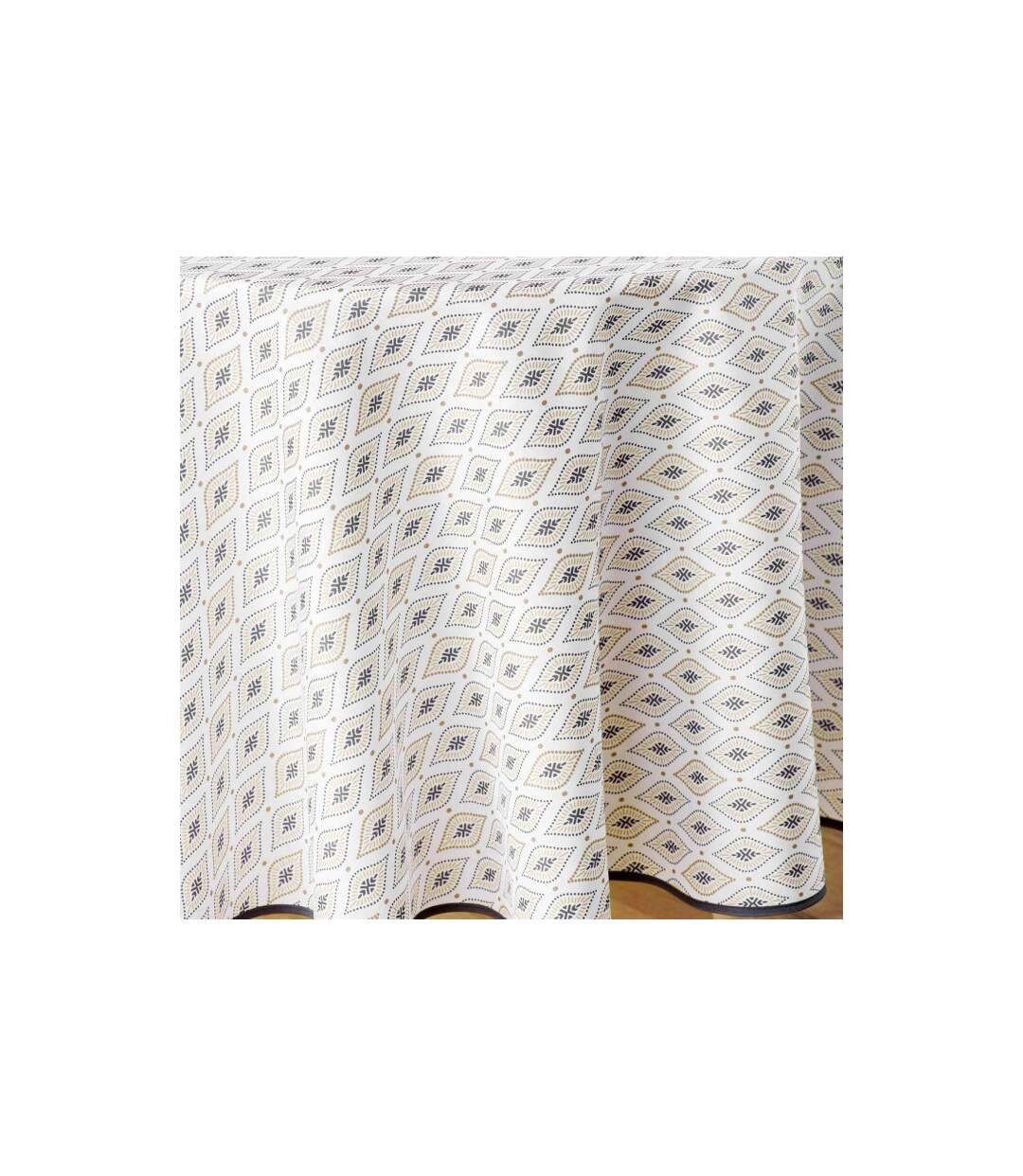 Nappe Ronde Imprimé Oricia 180cm Beige & Noir-2