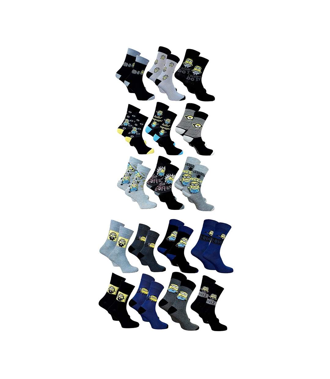 Chaussettes homme Moi,Moche et Méchant en Coton -Assortiment modèles photos selon arrivages- Pack de 3 Paires