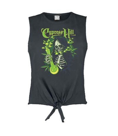 Womens/ladies Skeleton Bong Cypress Hill Sleeveless Top Charcoal Amplified
