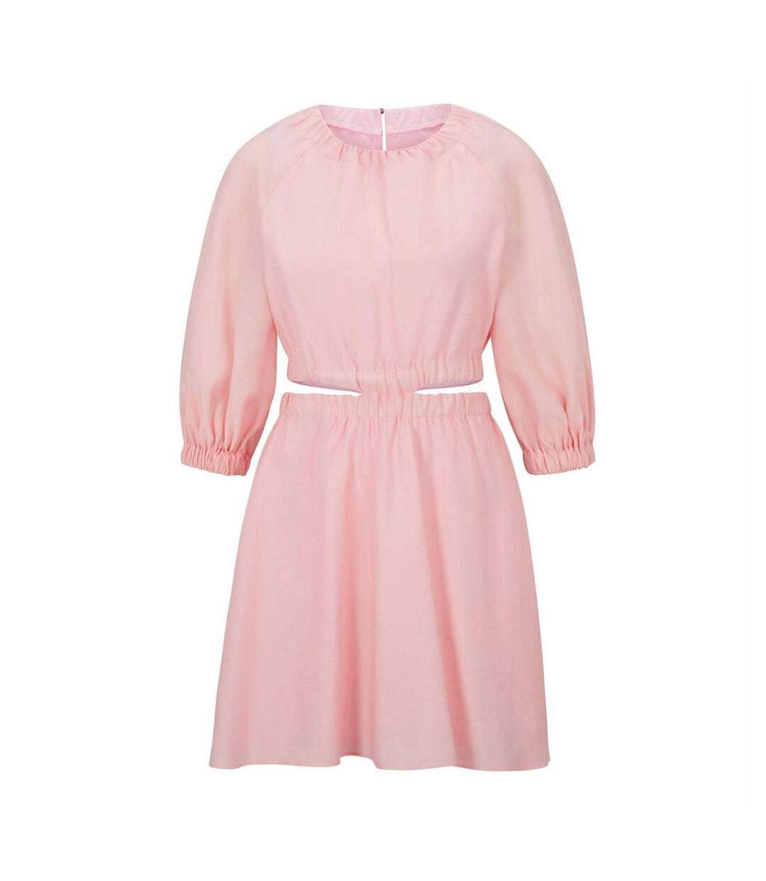 Robe Courte Manches À Volume Motif/style Découpé Femme Rose Hugo-1