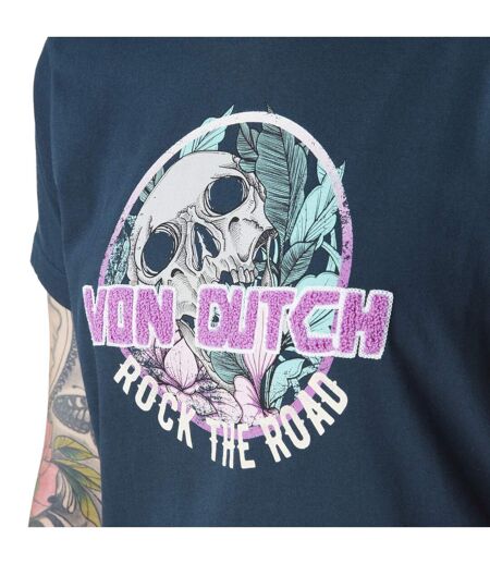 T-shirt femme à col rond avec print et bouclette devant Fleurs Vondutch