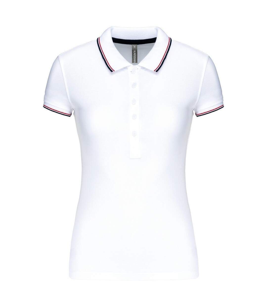 Polo manches courtes - Femme - K251 - blanc - marine - rouge