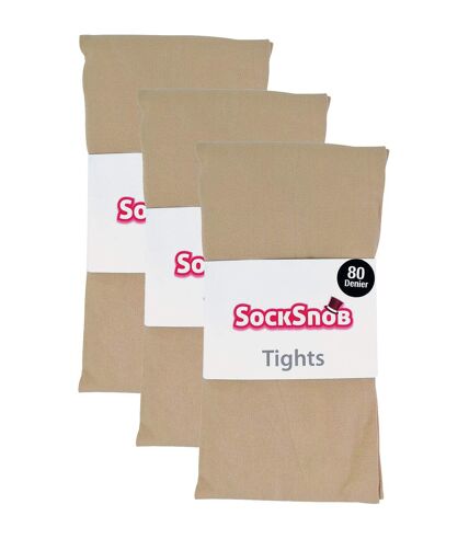 3 Pair Multipack Womens Coloured Opaque 80 Denier Tights | Sock Snob | Plain Block Colour Tights