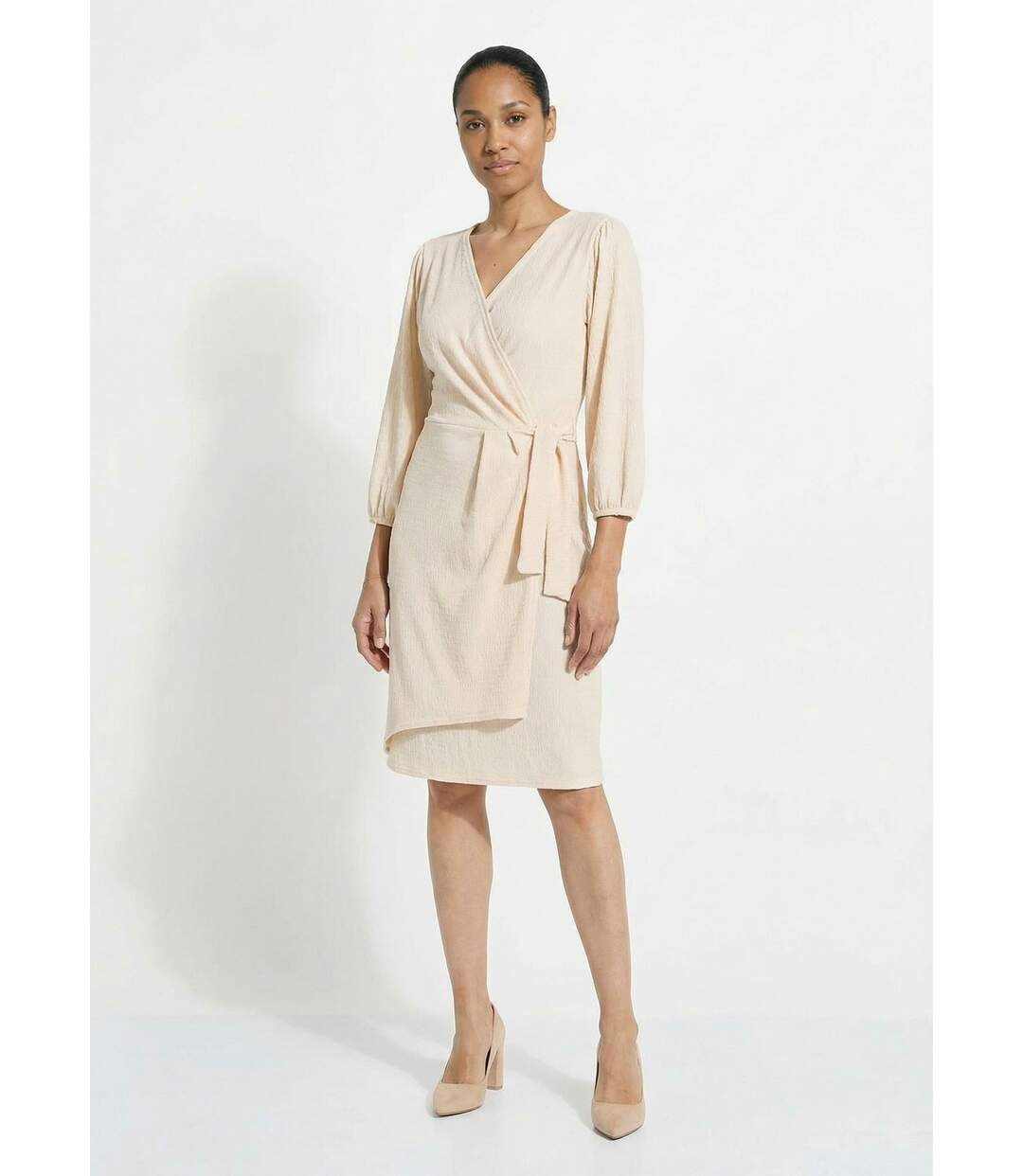 Robe portefeuille en maille gaufrée-1