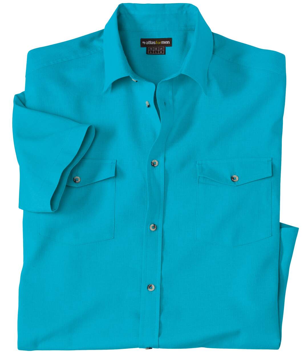 Men's Turquoise Linen & Cotton Blend Shirt-5