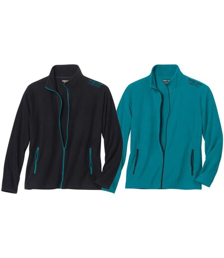 Pack of 2 Men's Microfleece Jackets - Black Blue