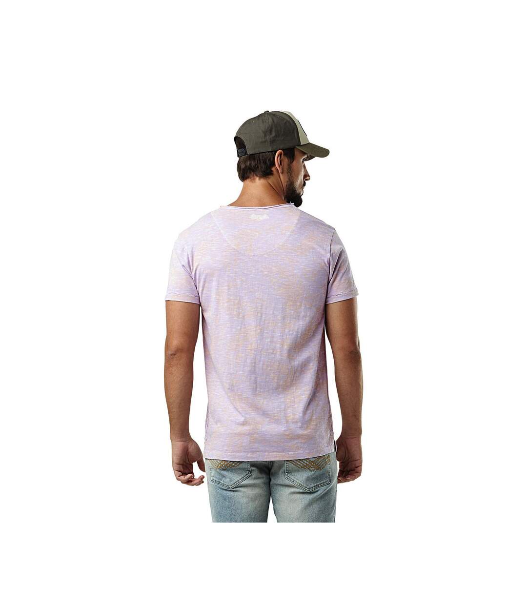 T-shirt homme col v avec traitement en coton Ron Vondutch