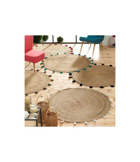 Tapis Rond Déco en Jute Shira 120cm Noir