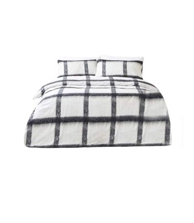 Mohair checked duvet cover set natural/black The Linen Yard