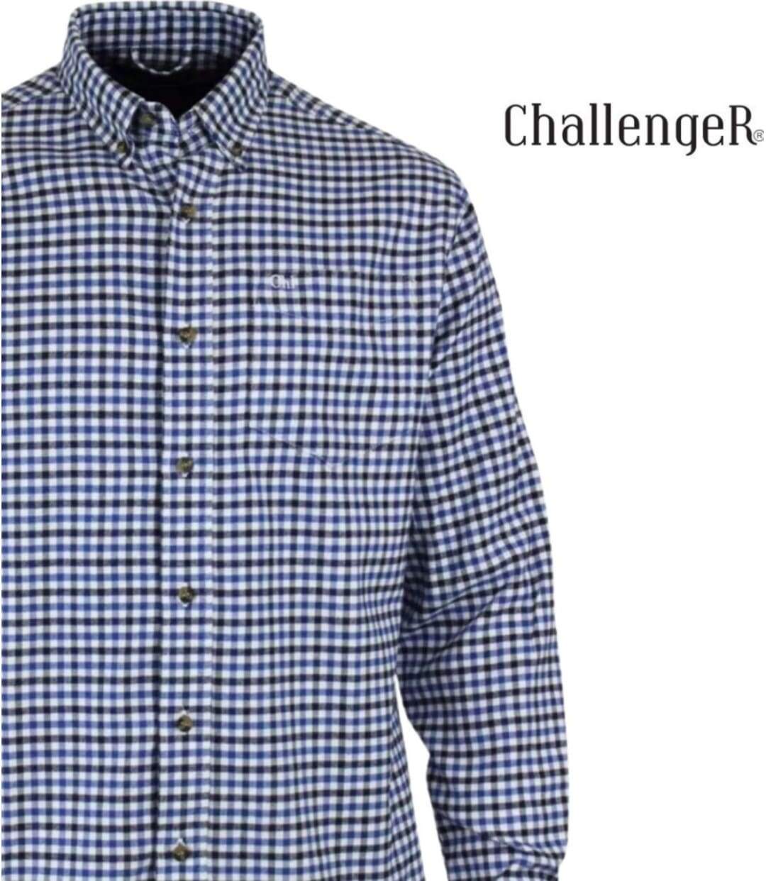 CHALLENGER CH2022 — Chemise à carreaux manches longues bleue : chaleur en Coton gratté et coupe confort-4