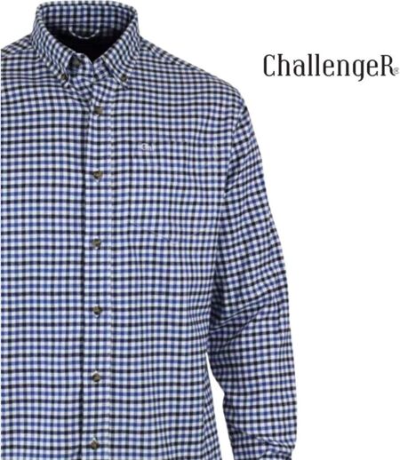 CHALLENGER CH2022 — Chemise à carreaux manches longues bleue : chaleur en Coton gratté et coupe confort