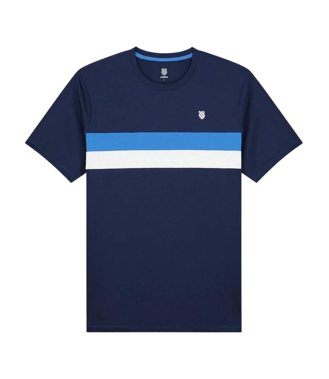 Mens Stripe Crew Neck Regular T-shirt Navy K-Swiss-1
