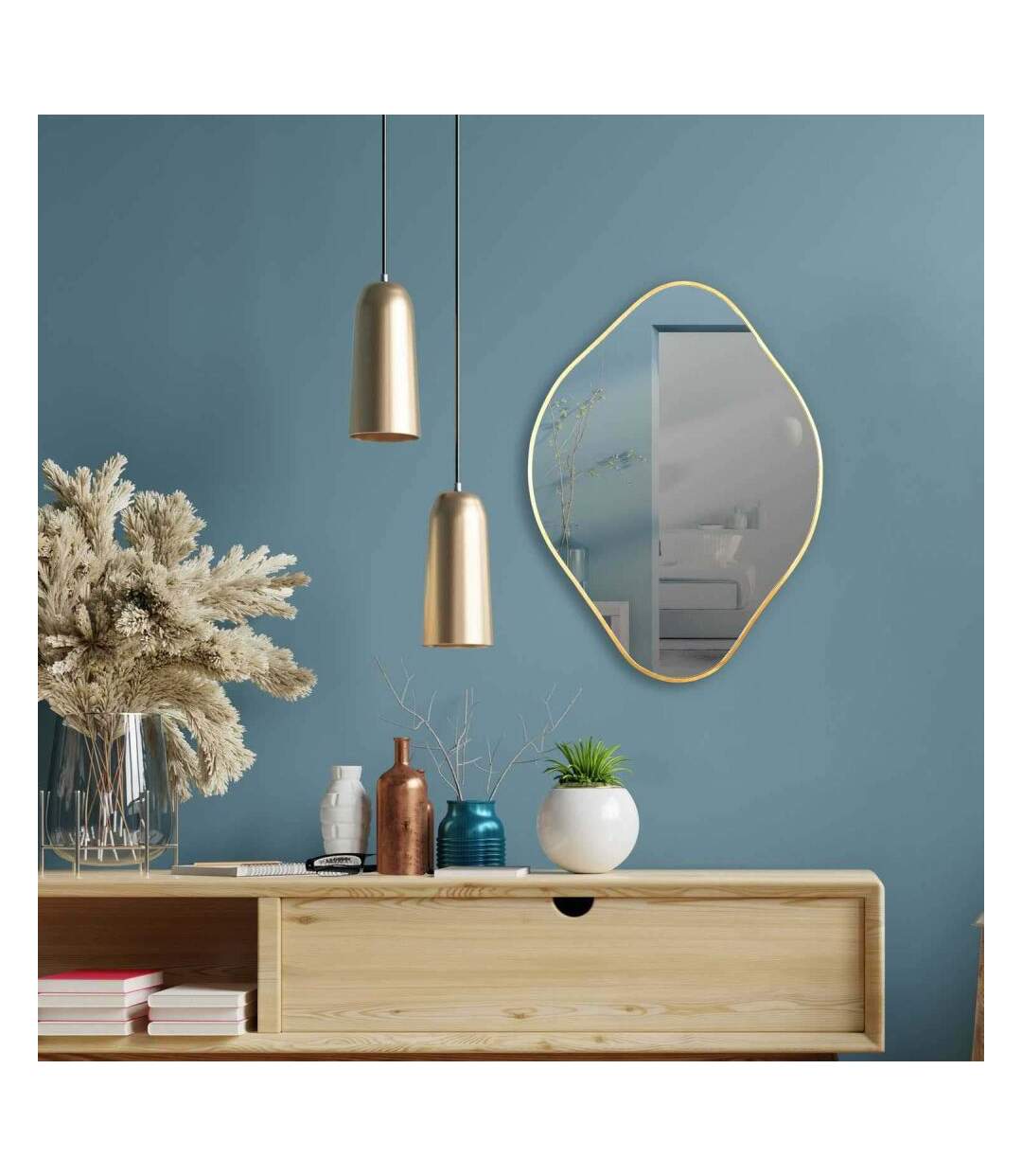 Miroir contour doré Losange Come-3