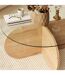 Table basse ronde Luminix en verre et bois - Beige-4
