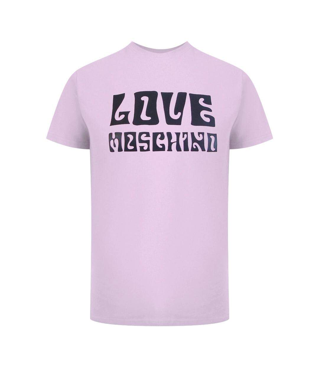 T-shirt Motif/style Logo Ondulé Femme Rose Love Moschino-1