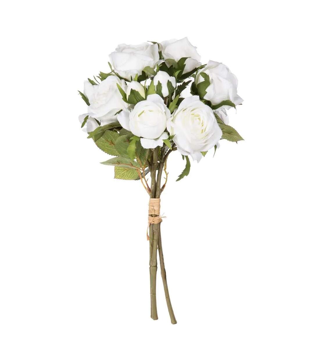 Bouquet de Fleurs 14 Roses 40cm Blanc-1