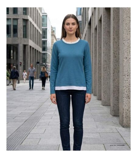 Pull Femme 2-en-1 PULF2004A – Élégance Trompe-l'Œil et Confort Absolu