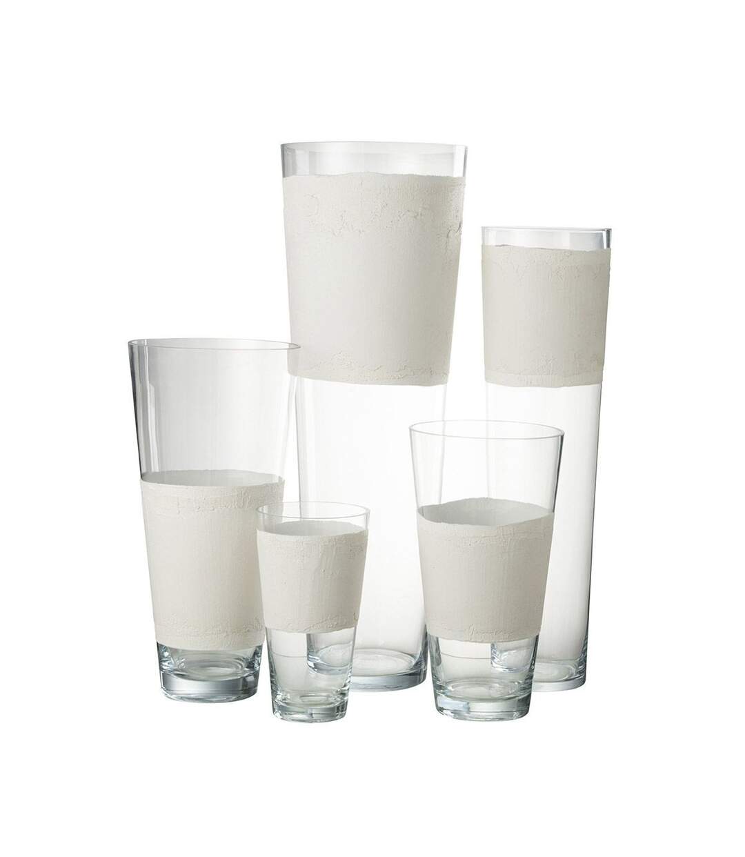 Vase Déco en Verre Delph 45cm Transparent & Blanc-2