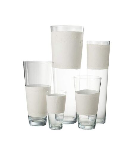 Vase Déco en Verre Delph 45cm Transparent & Blanc