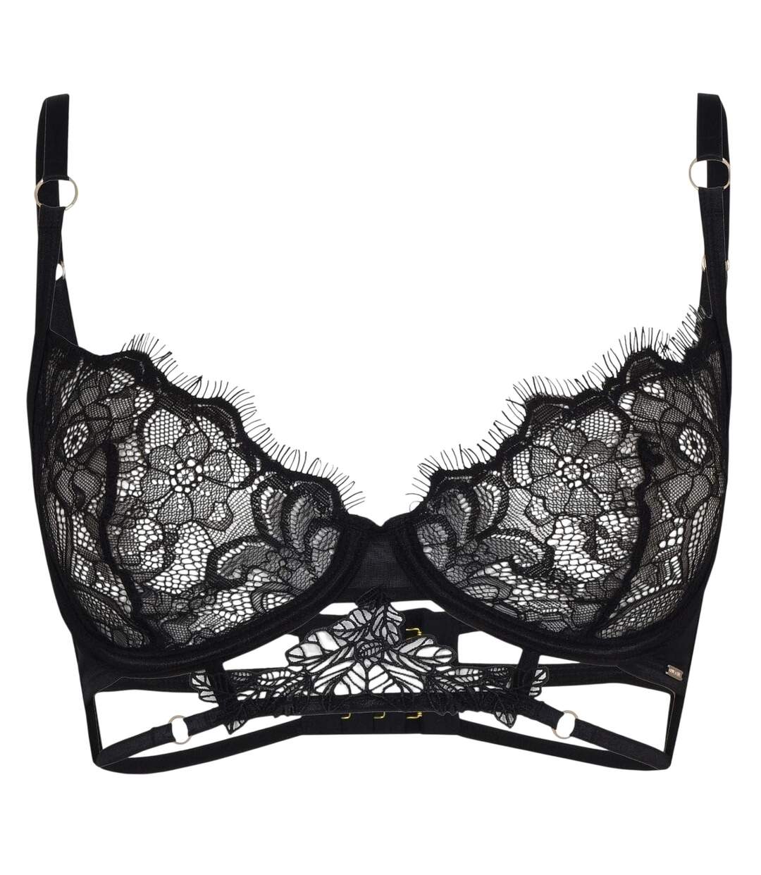 Womens/ladies Floral Bra Black Bluebella-2