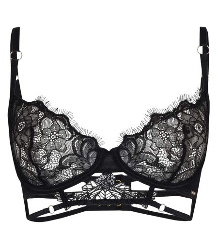 Womens/ladies Floral Bra Black Bluebella