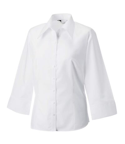 Collection Womens/ladies 3/4 Sleeve Tencelfitted Shirt White Russell