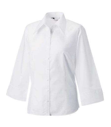 Collection Womens/ladies 3/4 Sleeve Tencelfitted Shirt White Russell