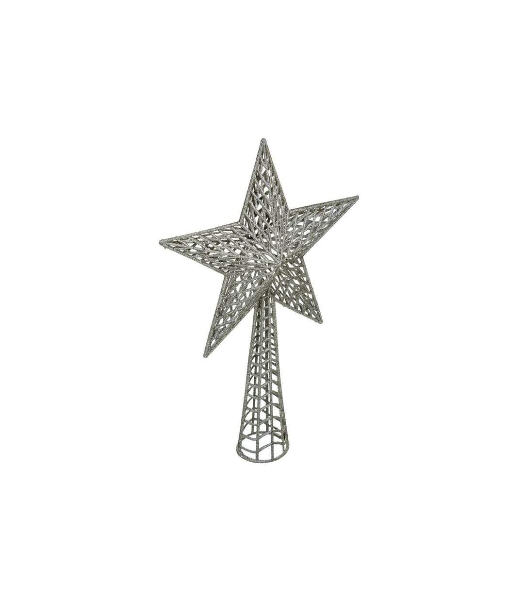 Cimier Déco Avec Paillettes Étoile 38cm Argent-1