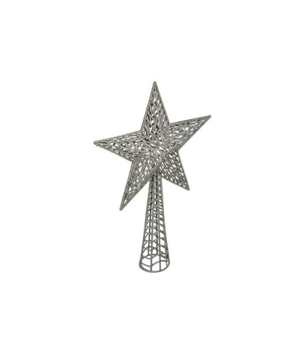 Cimier Déco Avec Paillettes Étoile 38cm Argent