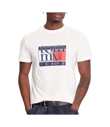 T-shirt ecru homme tommy hilfiger flag