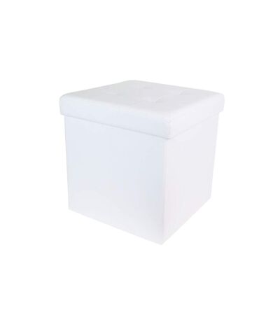 Pouf Coffre Pliable Capitonné Cesaro 37cm Blanc